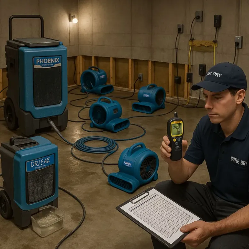 Structural Drying and Dehumidification process in Monroe, IA